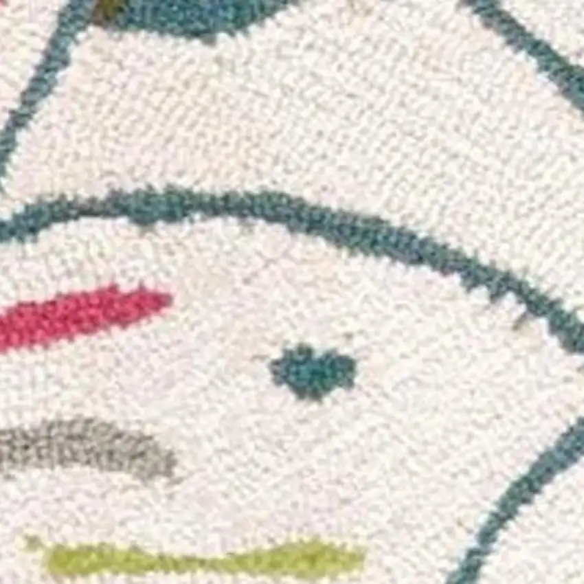 Ivory Green and Red Floral Hand Carved Handmade Area Rug Photo 4