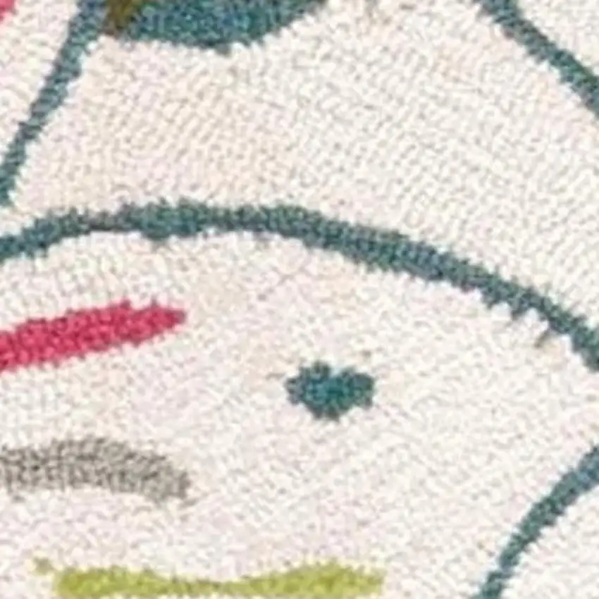 Ivory Green and Red Floral Hand Carved Handmade Area Rug Photo 6