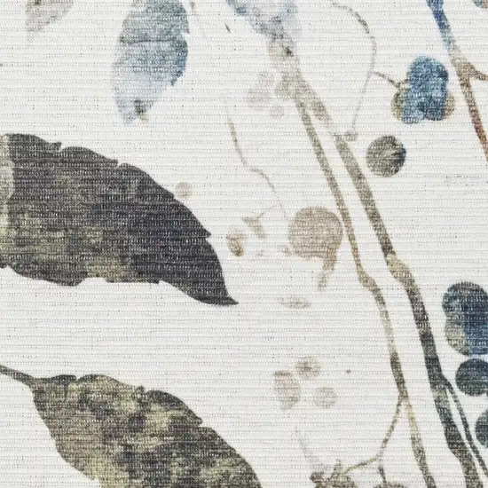 Ivory Green and Red Floral Power Loom Washable Non Skid Area Rug Photo 3