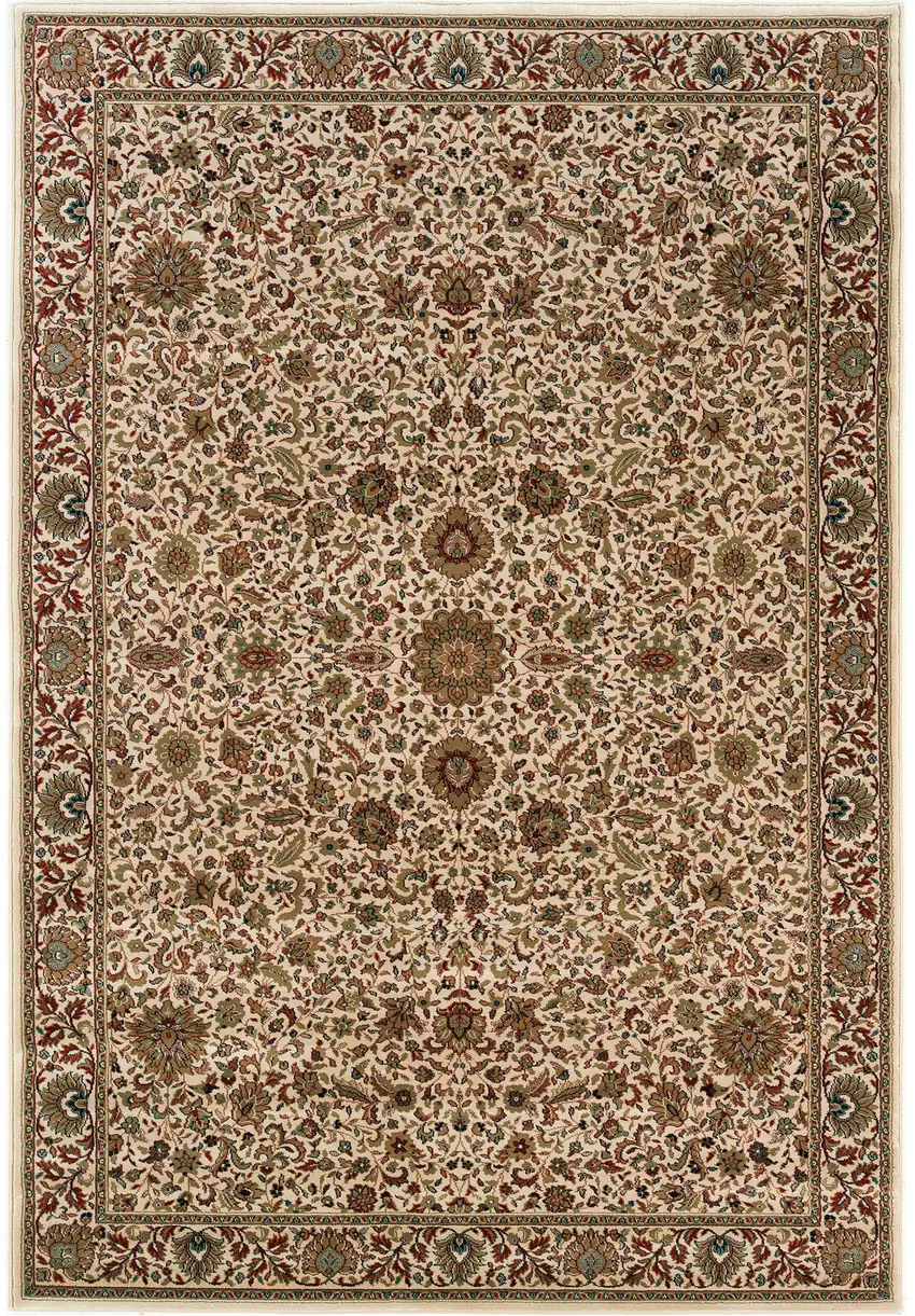 Ivory Green and Red Oriental Area Rug Photo 5