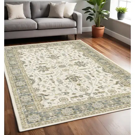 Gray and Ivory Oriental Power Loom Area Rug Photo 1