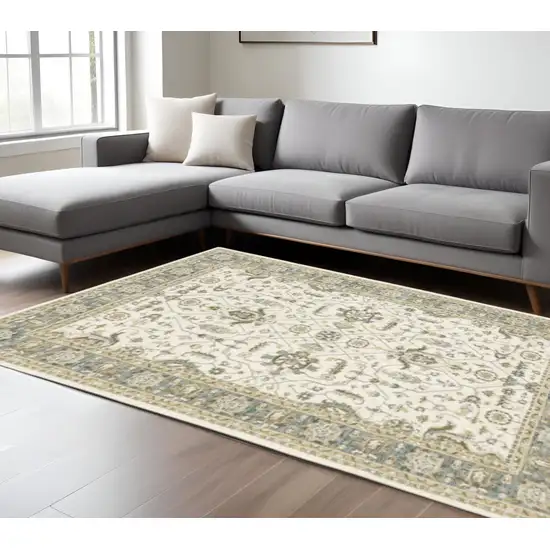 Gray and Ivory Oriental Power Loom Area Rug Photo 1