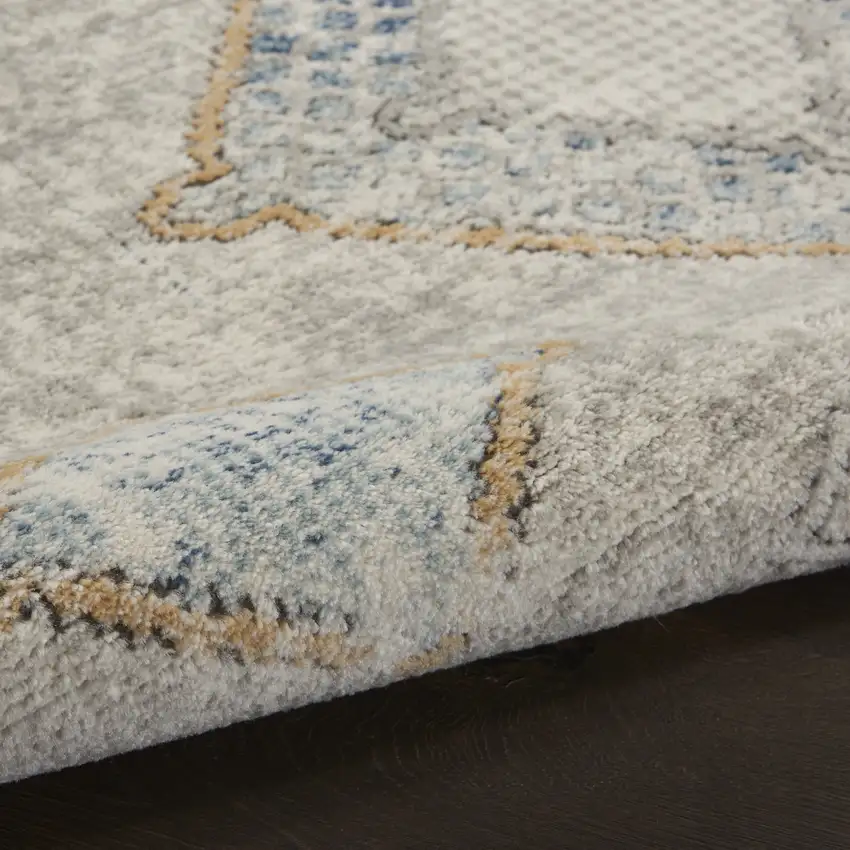 Ivory Grey And Blue Southwestern Power Loom Non Skid Area Rug Photo 6
