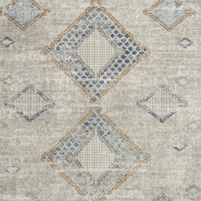 Ivory Grey And Blue Southwestern Power Loom Non Skid Area Rug Photo 3