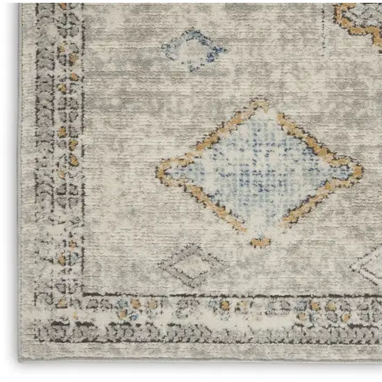 Ivory Grey And Blue Southwestern Power Loom Non Skid Area Rug Photo 1