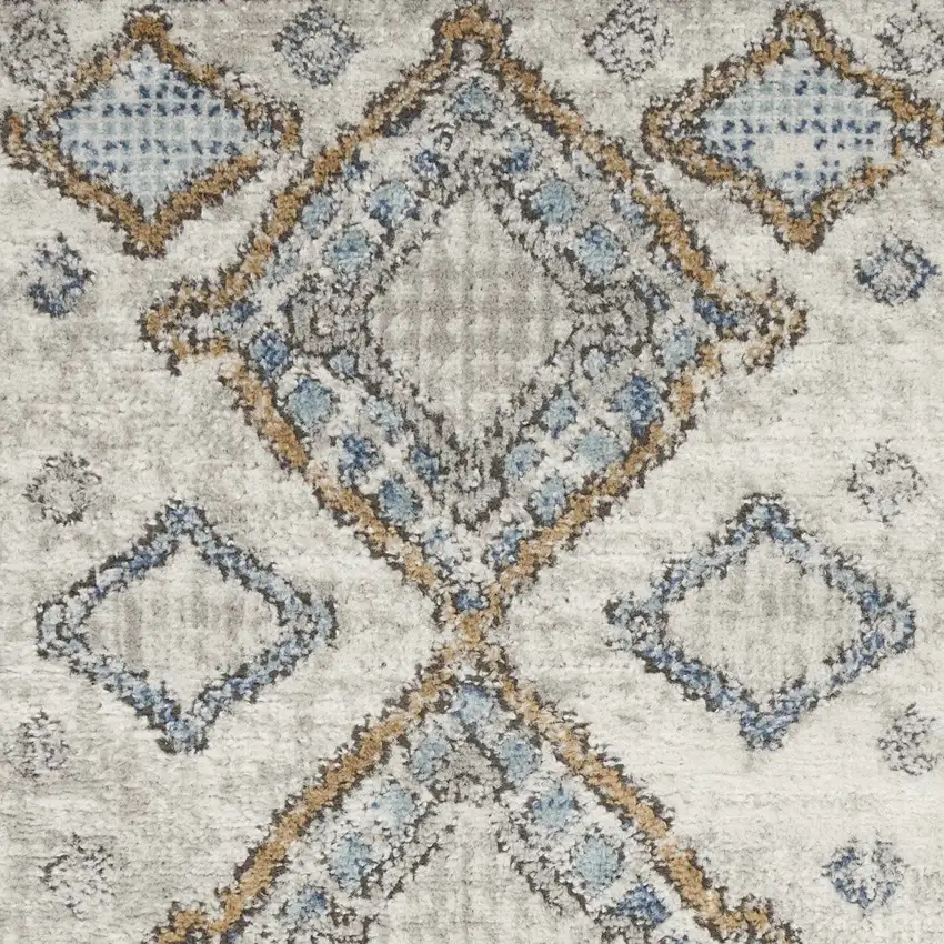 Ivory Grey And Blue Southwestern Power Loom Non Skid Area Rug Photo 3