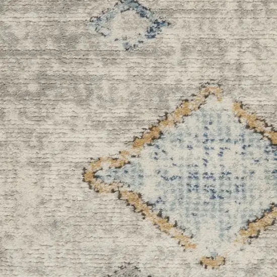 Ivory Grey And Blue Southwestern Power Loom Non Skid Area Rug Photo 9