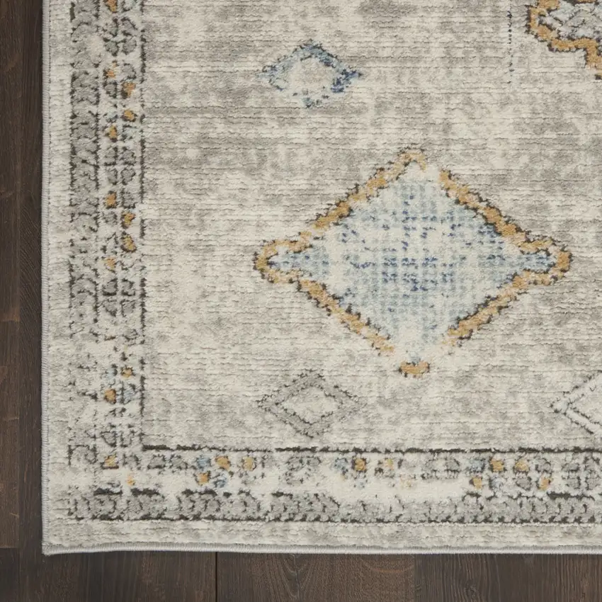 Ivory Grey And Blue Southwestern Power Loom Non Skid Area Rug Photo 8