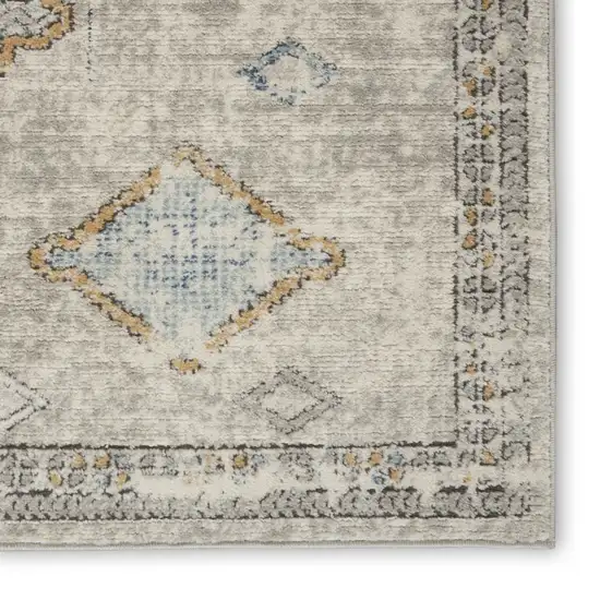 Ivory Grey And Blue Southwestern Power Loom Non Skid Area Rug Photo 3