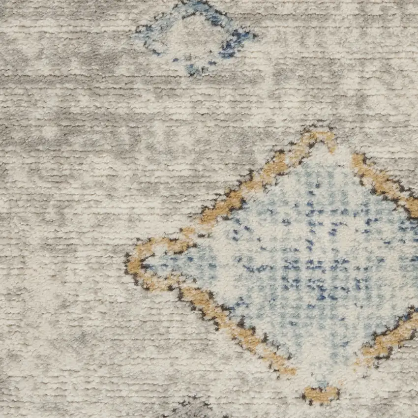 Ivory Grey And Blue Southwestern Power Loom Non Skid Area Rug Photo 9