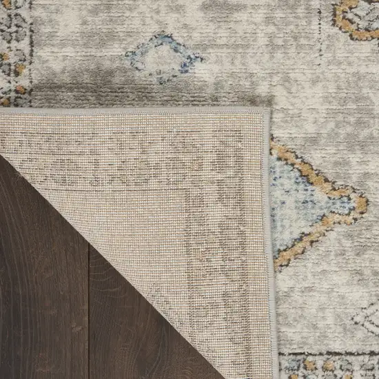 Ivory Grey And Blue Southwestern Power Loom Non Skid Area Rug Photo 8