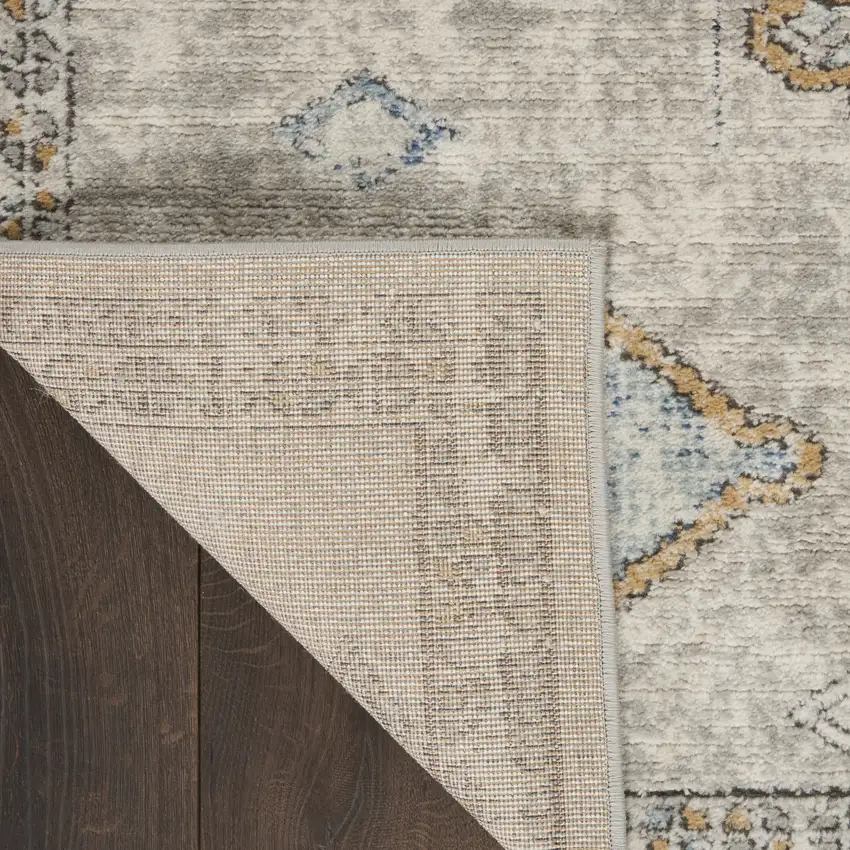 Ivory Grey And Blue Southwestern Power Loom Non Skid Area Rug Photo 8
