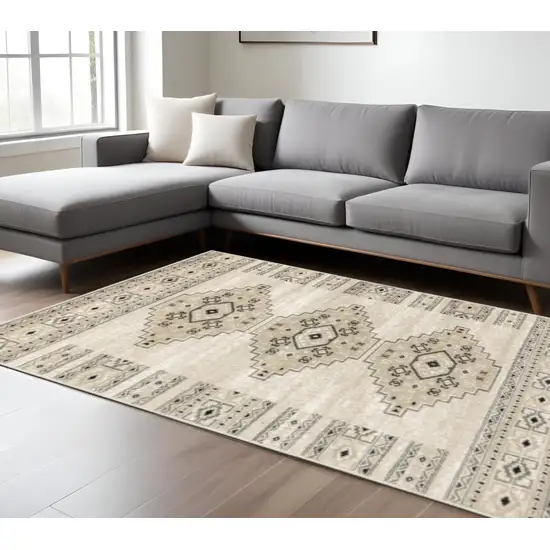 Gray And Ivory Southwestern Area Rug Photo 1