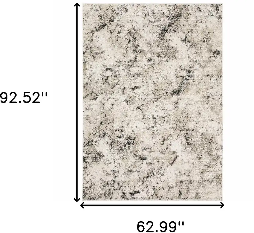 Ivory Grey Black Beige And Tan Abstract Power Loom Stain Resistant Area Rug Photo 10