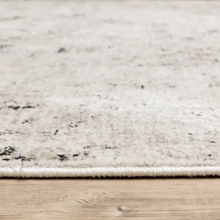 Ivory Grey Black Beige And Tan Abstract Power Loom Stain Resistant Area Rug Photo 9