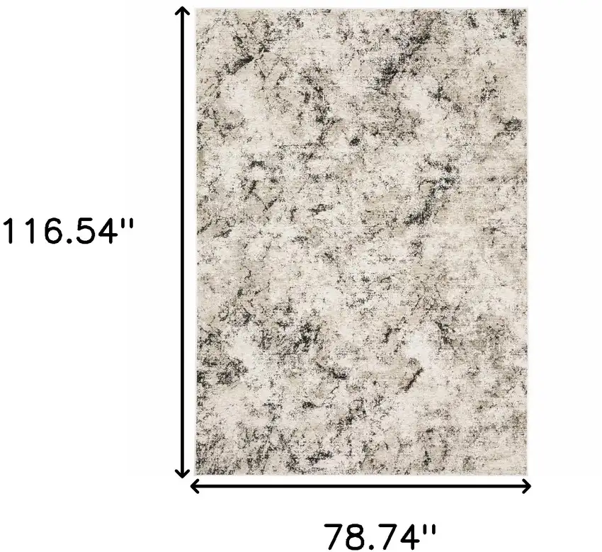 Ivory Grey Black Beige And Tan Abstract Power Loom Stain Resistant Area Rug Photo 10