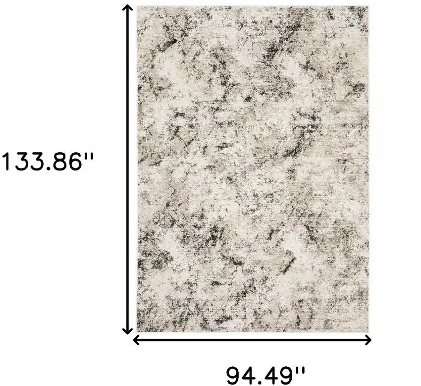 Ivory Grey Black Beige And Tan Abstract Power Loom Stain Resistant Area Rug Photo 10