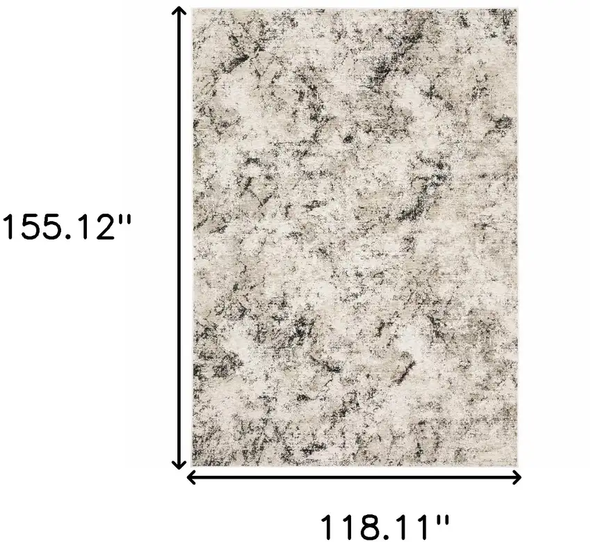 Ivory Grey Black Beige And Tan Abstract Power Loom Stain Resistant Area Rug Photo 10