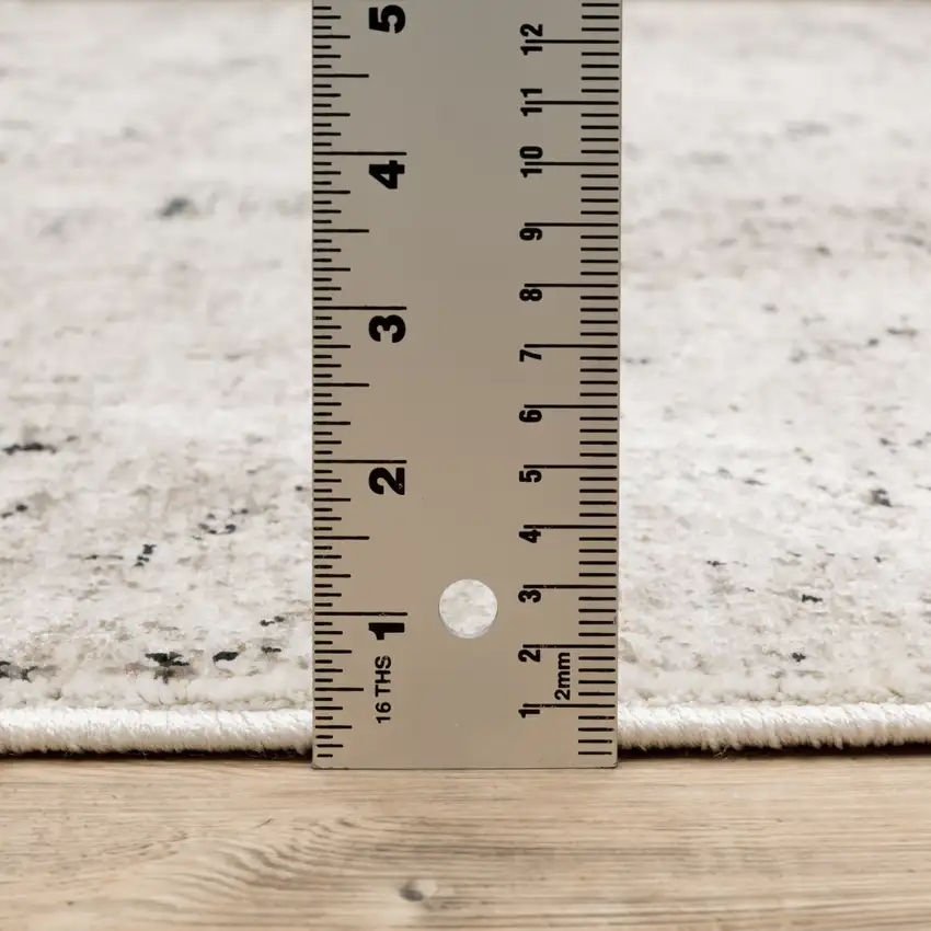 Ivory Grey Black Beige And Tan Abstract Power Loom Stain Resistant Runner Rug Photo 7
