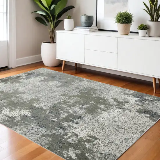 Beige And Gray Abstract Distressed Area Rug Photo 1