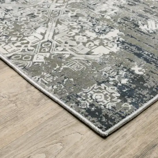 Beige And Gray Abstract Distressed Area Rug Photo 4