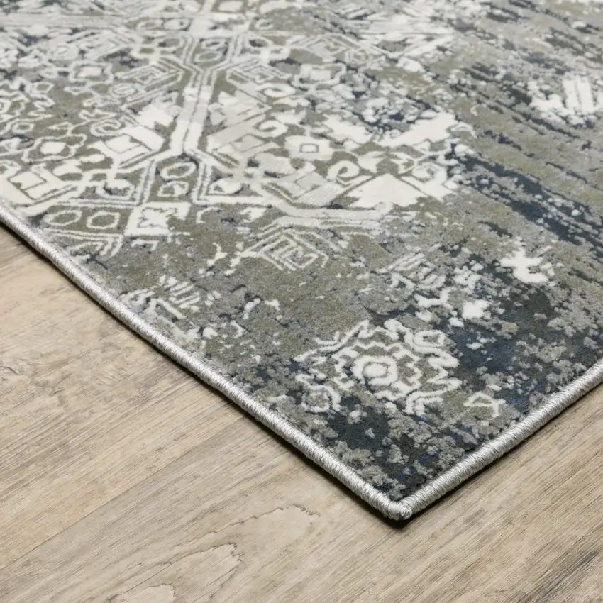 Beige And Gray Abstract Distressed Area Rug Photo 4