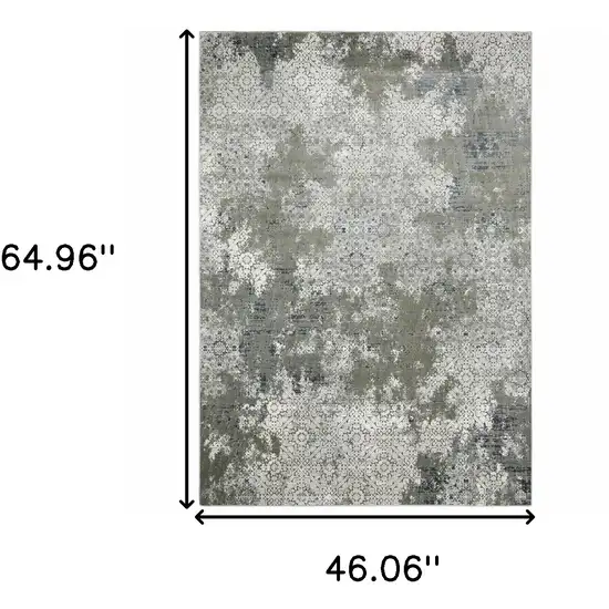 Beige And Gray Abstract Distressed Area Rug Photo 3