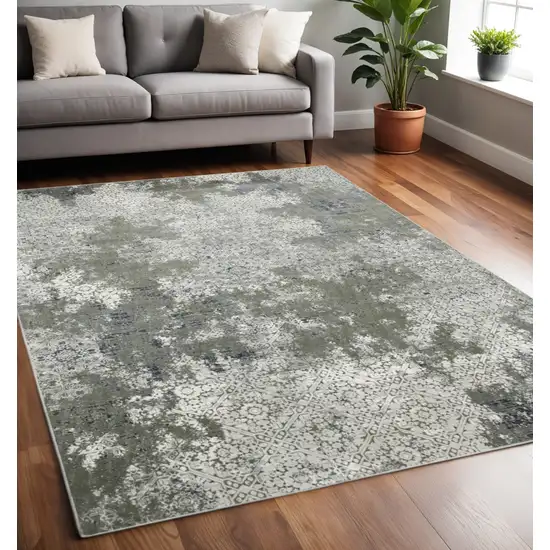 Beige And Gray Abstract Distressed Area Rug Photo 1