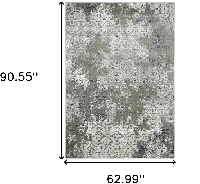 Ivory Grey Blue And Taupe Abstract Power Loom Stain Resistant Area Rug Photo 3