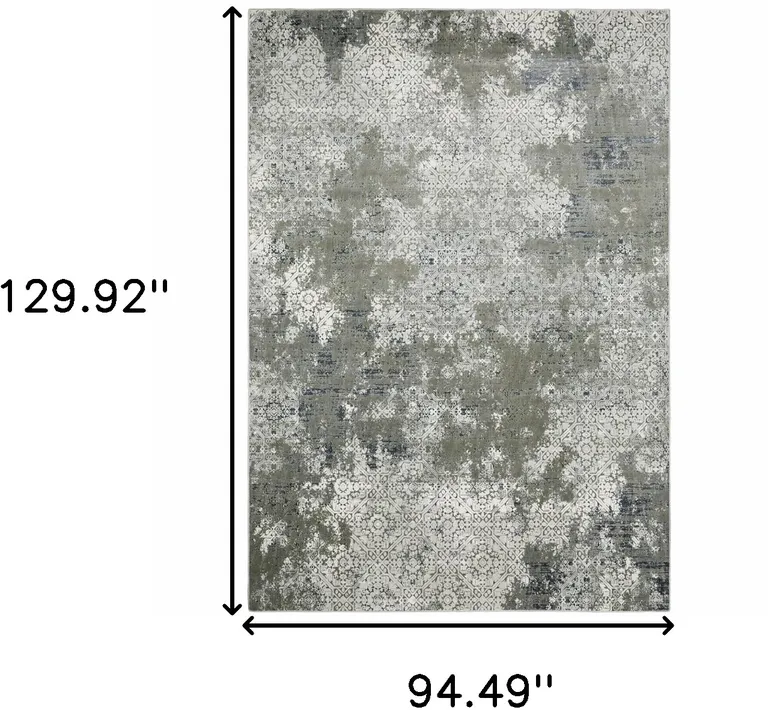 Ivory Grey Blue And Taupe Abstract Power Loom Stain Resistant Area Rug Photo 4