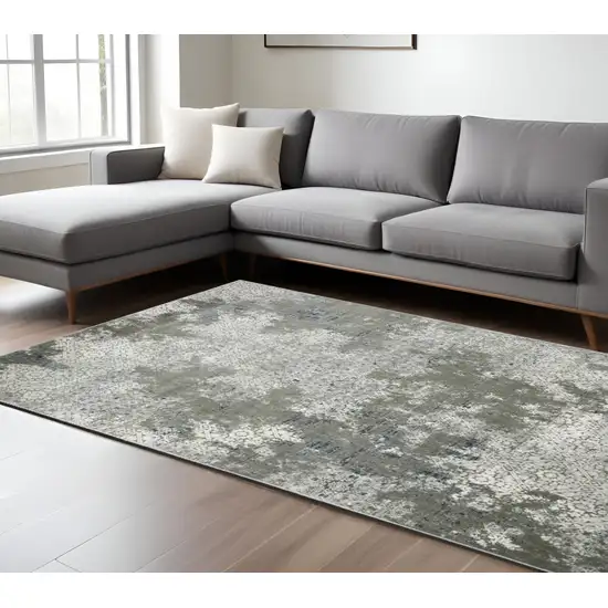 Beige And Gray Abstract Distressed Area Rug Photo 1