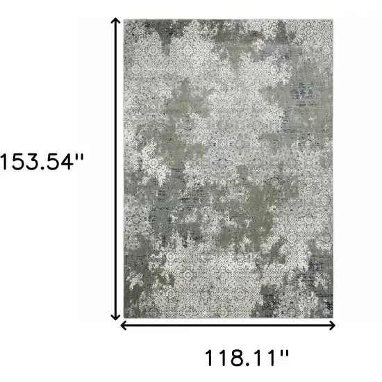 Ivory Grey Blue And Taupe Abstract Power Loom Stain Resistant Area Rug Photo 4