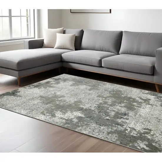 Ivory Grey Blue And Taupe Abstract Power Loom Stain Resistant Area Rug Photo 1
