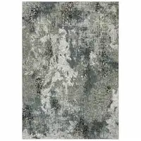 Photo of Ivory Grey Charcoal Blue And Navy Abstract Power Loom Stain Resistant Area Rug