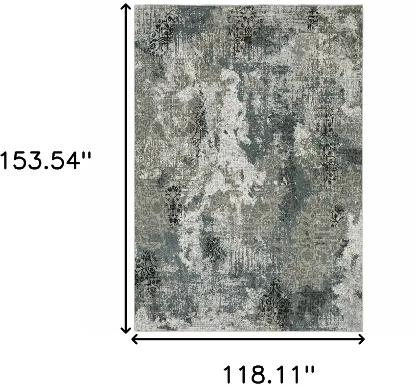 Ivory Grey Charcoal Blue And Navy Abstract Power Loom Stain Resistant Area Rug Photo 6
