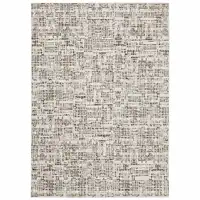 Photo of Ivory Grey Charcoal Brown And Beige Abstract Power Loom Stain Resistant Area Rug