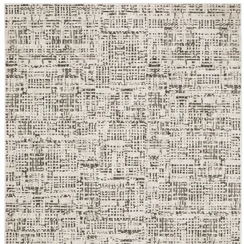 Ivory Grey Charcoal Brown And Beige Abstract Power Loom Stain Resistant Area Rug Photo 7