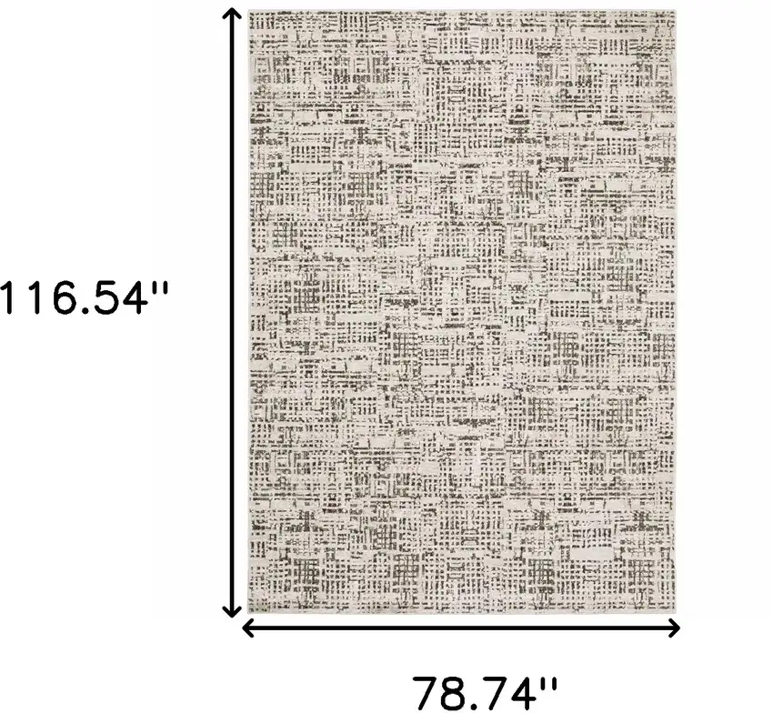 Gray and Ivory Abstract Power Loom Area Rug Photo 3