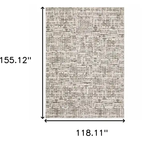 Ivory Grey Charcoal Brown And Beige Abstract Power Loom Stain Resistant Area Rug Photo 3