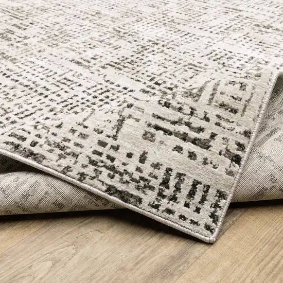 2' X 8' Ivory Grey Charcoal Brown And Beige Abstract Power Loom Stain Resistant Runner Rug Photo 8