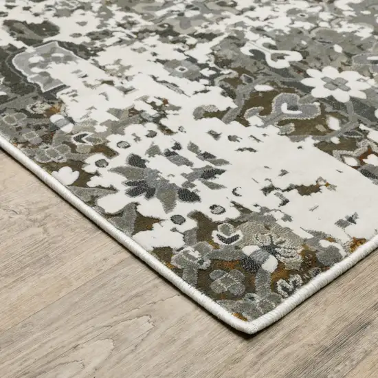 Ivory And Gray Oriental Distressed Area Rug Photo 4