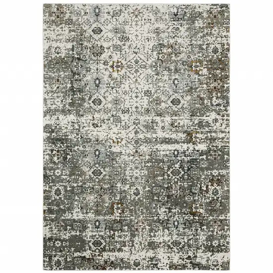 Ivory And Gray Oriental Distressed Area Rug Photo 2
