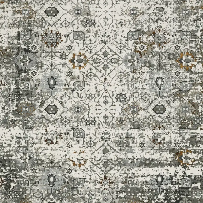 Ivory Grey Charcoal Rust Gold And Brown Oriental Power Loom Stain Resistant Area Rug Photo 3