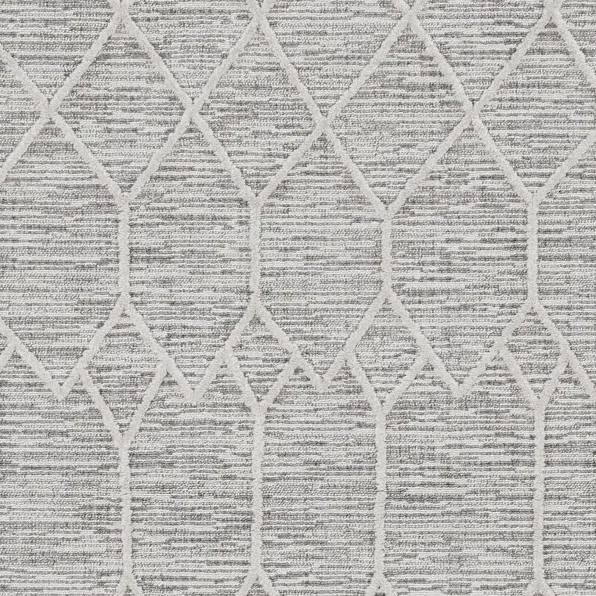 Ivory Grey Diamonds Area Rug With Fringe Photo 4