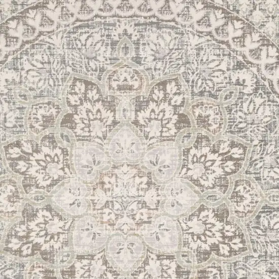Ivory Grey Distresed Oversize Medallion Indoor Area Rug Photo 4
