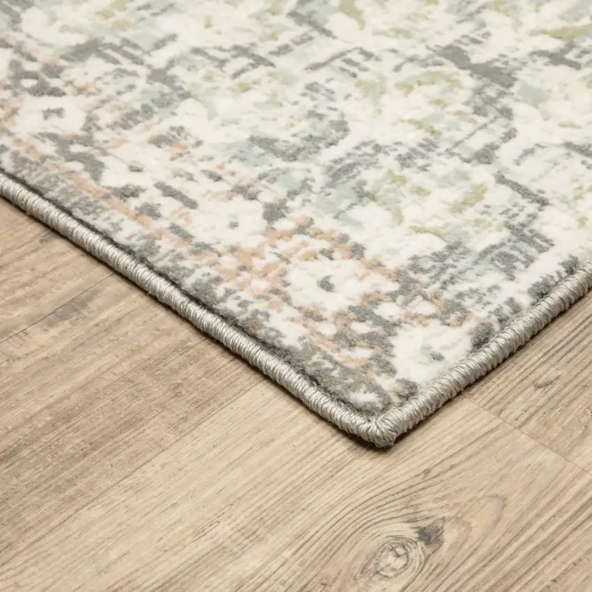 Ivory Grey Distresed Oversize Medallion Indoor Area Rug Photo 4