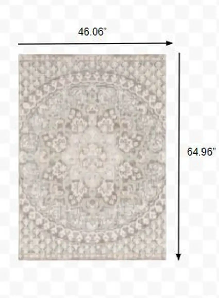 Ivory Grey Distresed Oversize Medallion Indoor Area Rug Photo 3