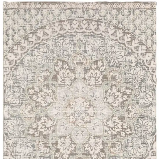 Ivory Grey Distresed Oversize Medallion Indoor Area Rug Photo 3
