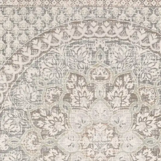 Ivory Grey Distresed Oversize Medallion Indoor Area Rug Photo 4