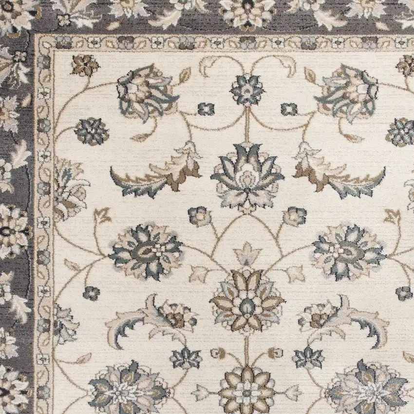 Ivory Grey Floral Indoor Area Rug Photo 7